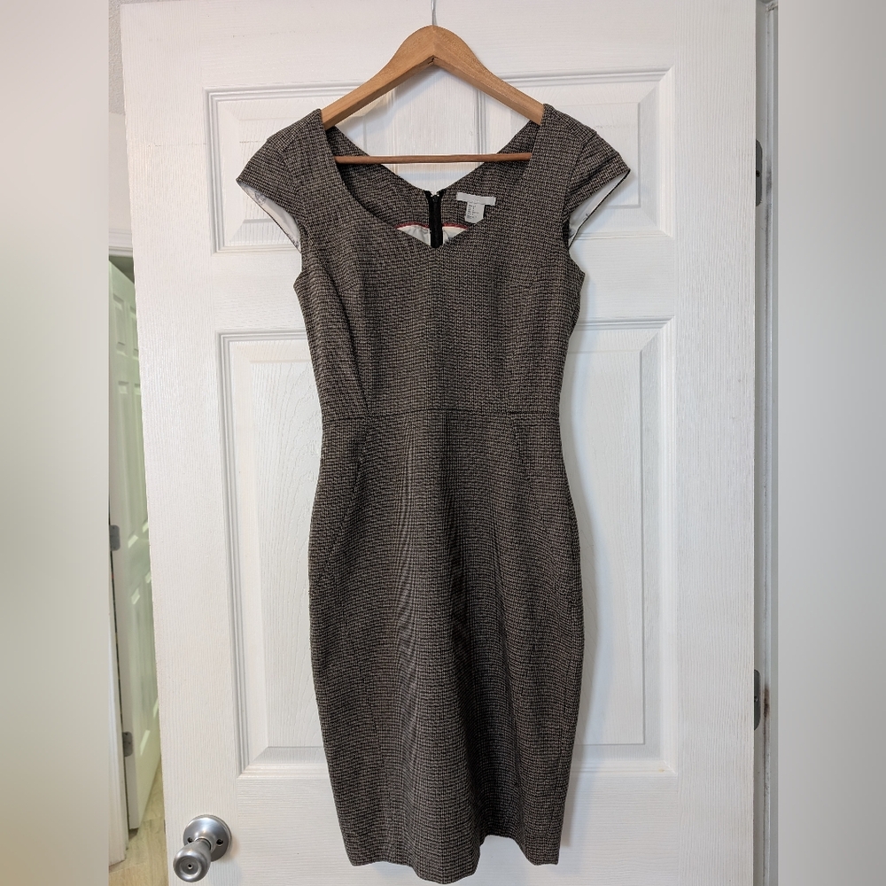H&M Classic Vintage Style Black and Gray Houndstooth Dress Women's Size 4